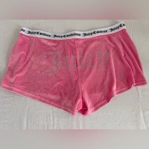 Juicy Couture pink velour bling studded velvet sleep shorts size XL